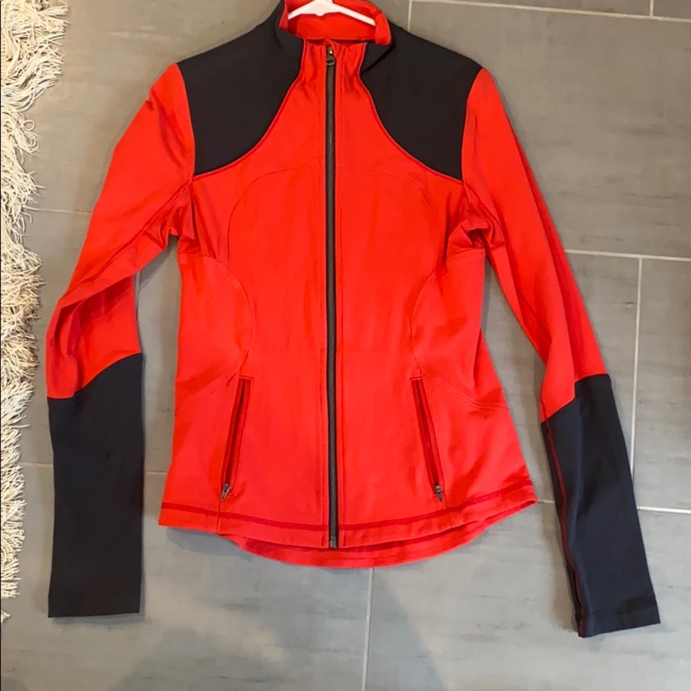 Lululemon define jacket in gray and orange